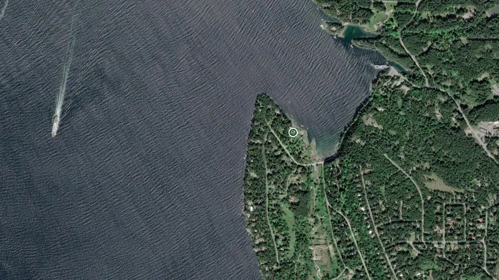 Aerial view of Descanso Bay Regional Park and surroundings