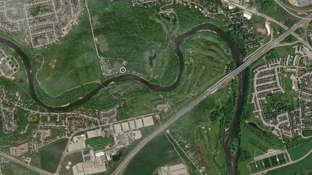 Aerial view of Pioneer Sportsmen Club and surroundings