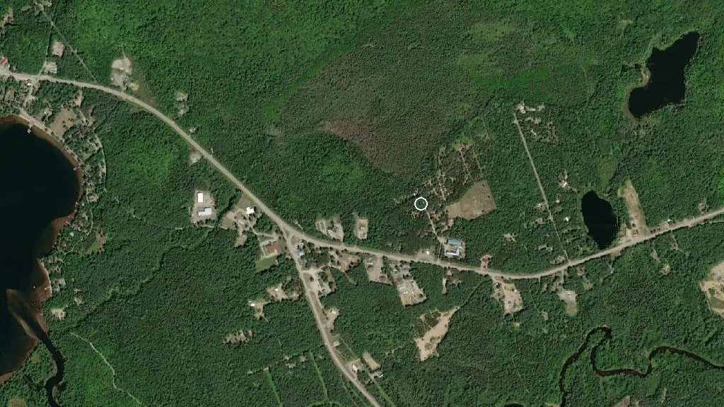 Aerial view of Algonquin Pines Campground and surroundings