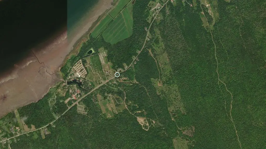 Aerial view of Upper Clements Cottages & RV Park and surroundings