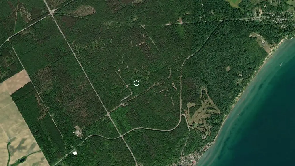 Aerial view of Turkey Point Provincial Park and surroundings