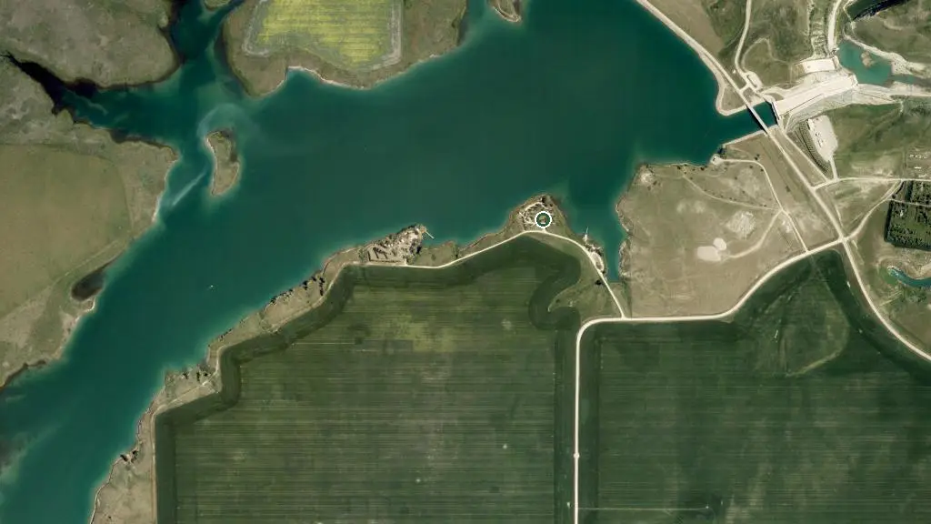 Aerial view of Upper St. Mary Campground and surroundings