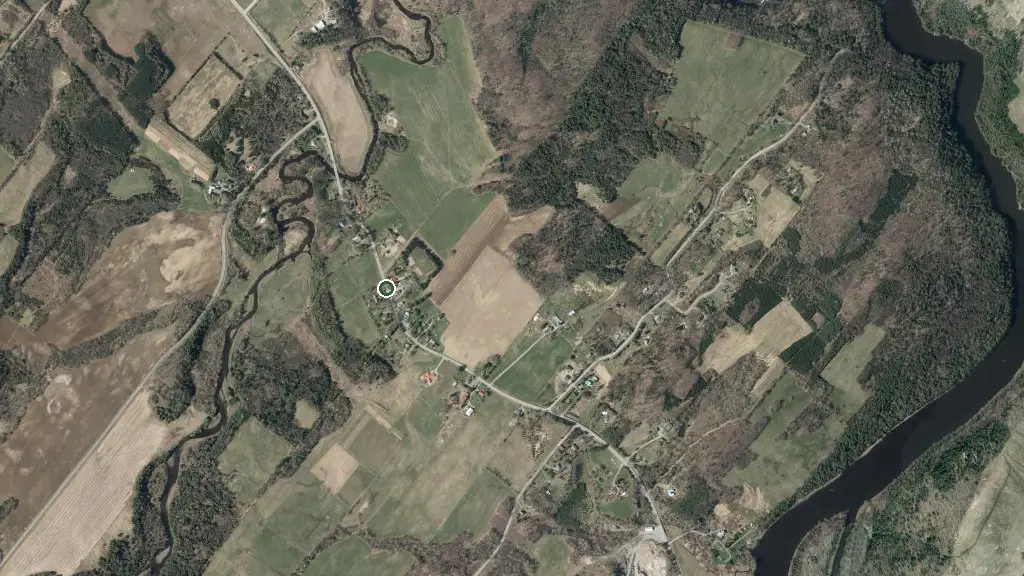 Aerial view of Camping Lac Frontiere Border Lake and surroundings