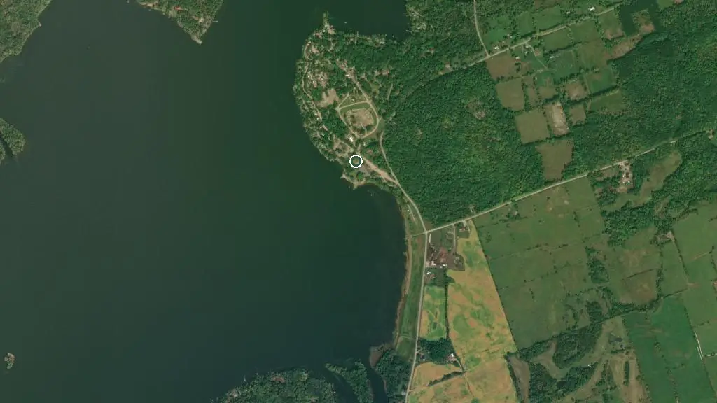 Aerial view of Stoco Lake Lodge and surroundings
