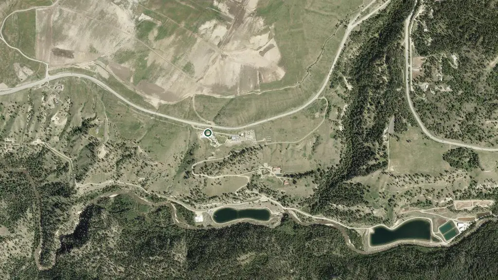 Aerial view of MacDonald Acres RV Park and surroundings