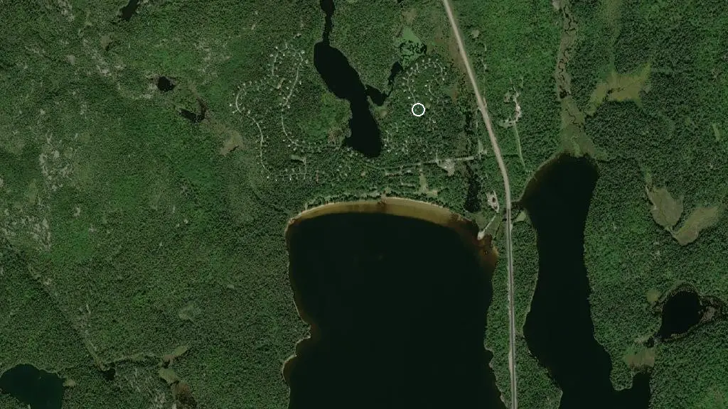 Aerial view of Halfway Lake - Wild Rose Campground and surroundings