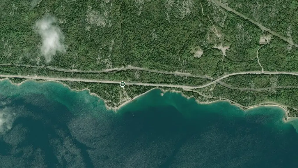 Aerial view of Rainbow Falls Provincial Park - Rossport Campground and surroundings