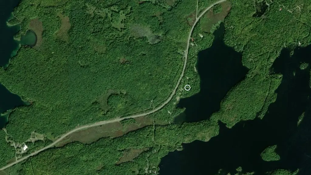 Aerial view of Sharbot Lake - Maple Grove Campground and surroundings