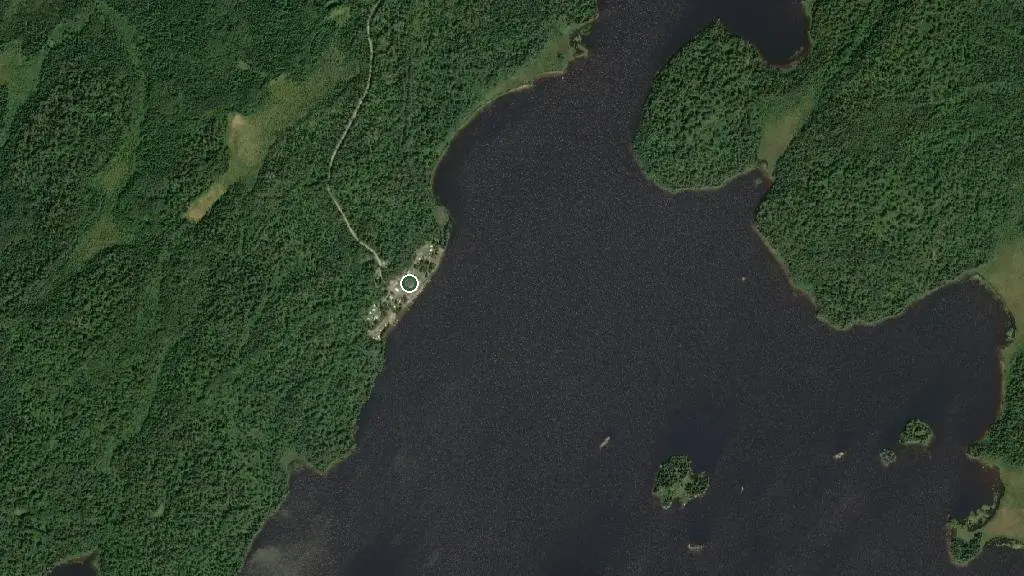 Aerial view of Lac des Mille Lodge and surroundings