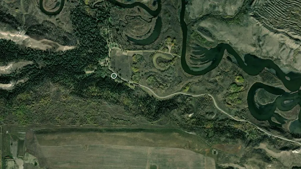 Aerial view of Big Knife Provincial Park and surroundings