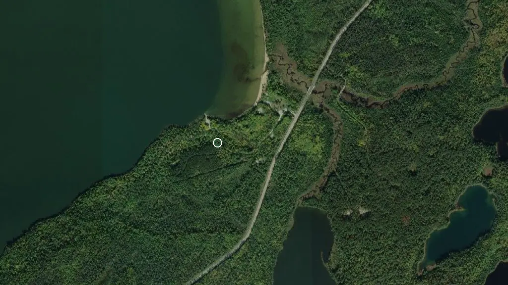 Aerial view of Sandbar Lake Provincial Park and surroundings