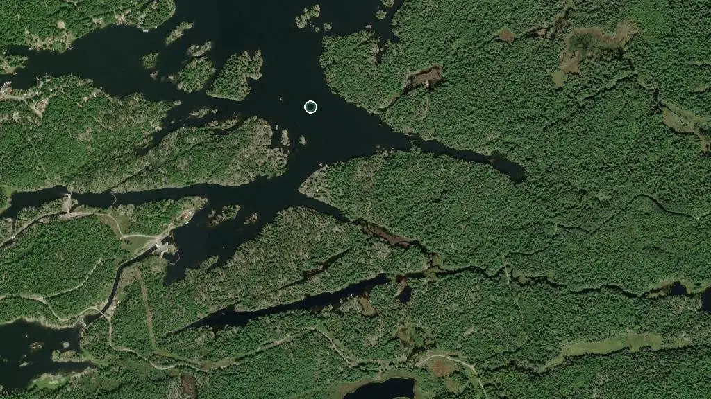 Aerial view of French River Provincial Park and surroundings