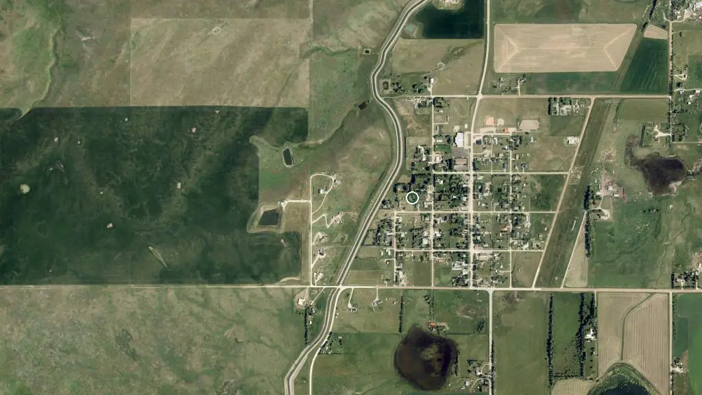 Aerial view of Prairie Peaks Campground and surroundings