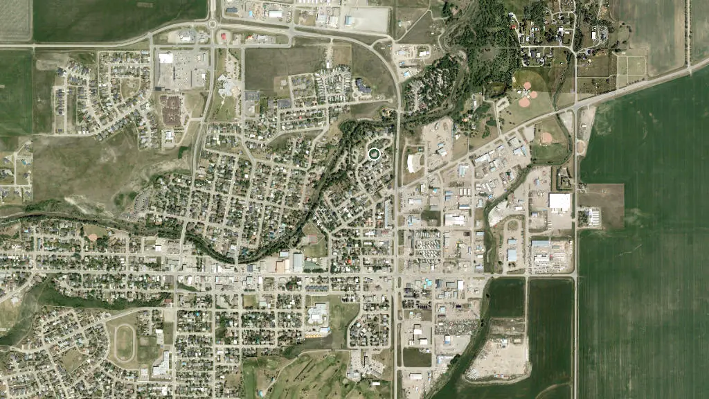 Aerial view of Veterans Memorial Campground and surroundings