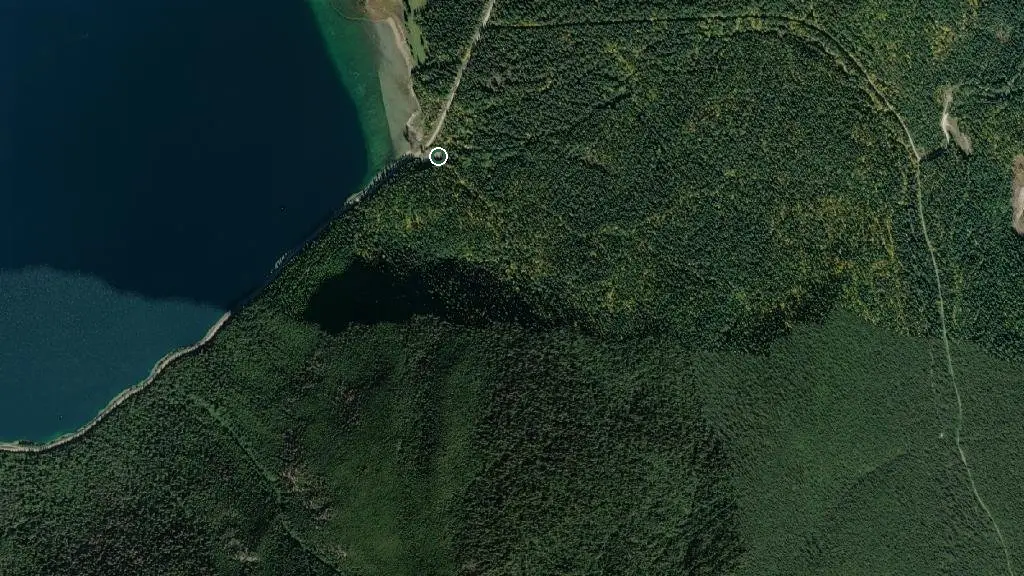 Aerial view of Inlet Creek Campground and surroundings
