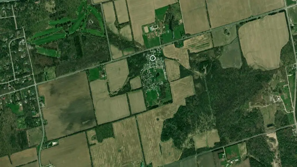 Aerial view of Bee Happy Campground and surroundings