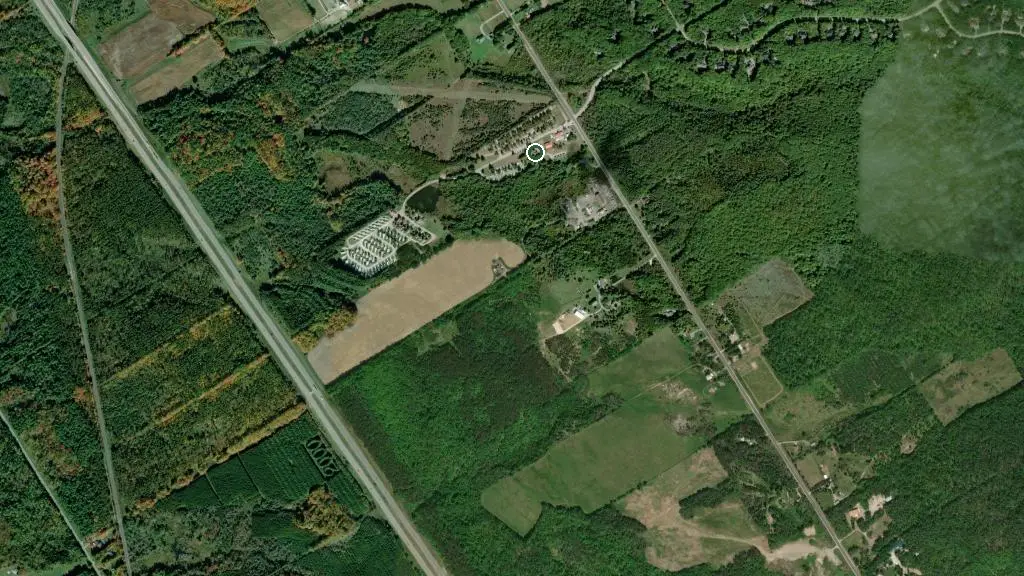 Aerial view of Barrie KOA Holiday and surroundings