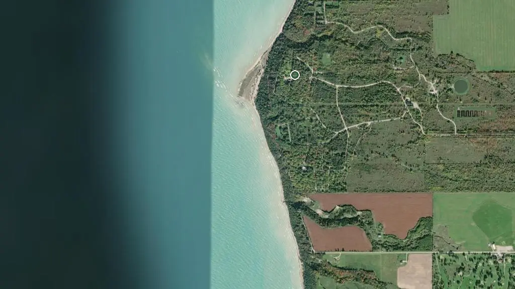 Aerial view of Colborne Campground and surroundings