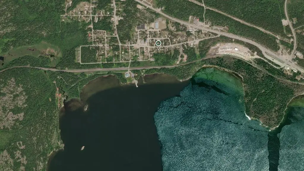 Aerial view of Pine Acres Resort & Outfitters and surroundings