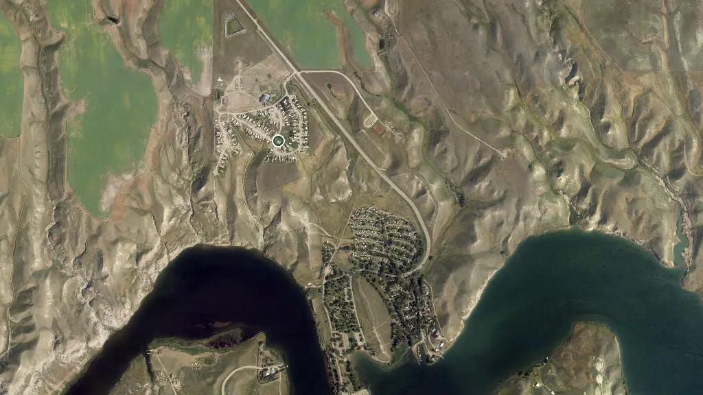 Aerial view of Travers Ridge RV Resort Ltd.  & Travers Ridge Corp.  and surroundings