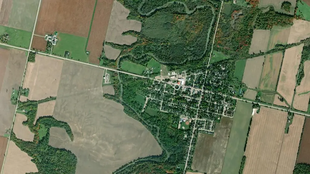 Aerial view of Shady Pines Campground and surroundings