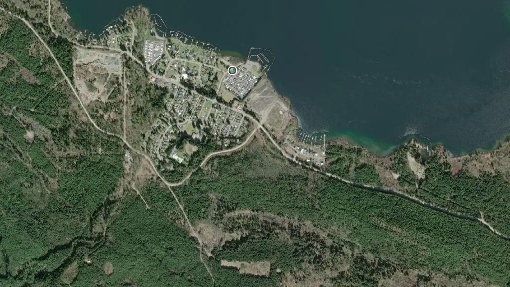 Aerial view of Paradise Village RV Park and surroundings