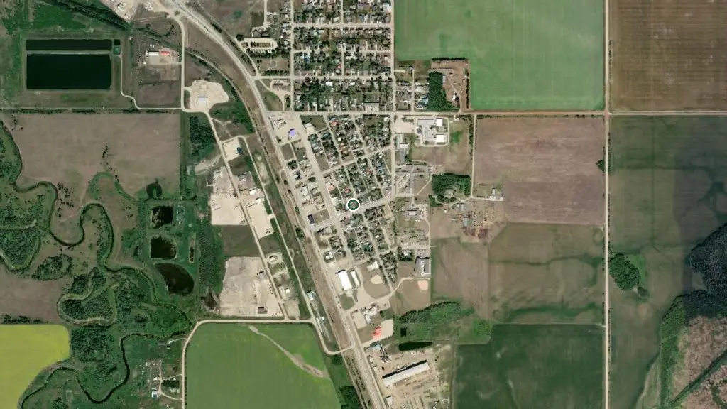 Aerial view of Hythe Municipal Campground and surroundings
