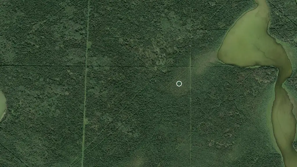Aerial view of Obed Lake Provincial Park and surroundings