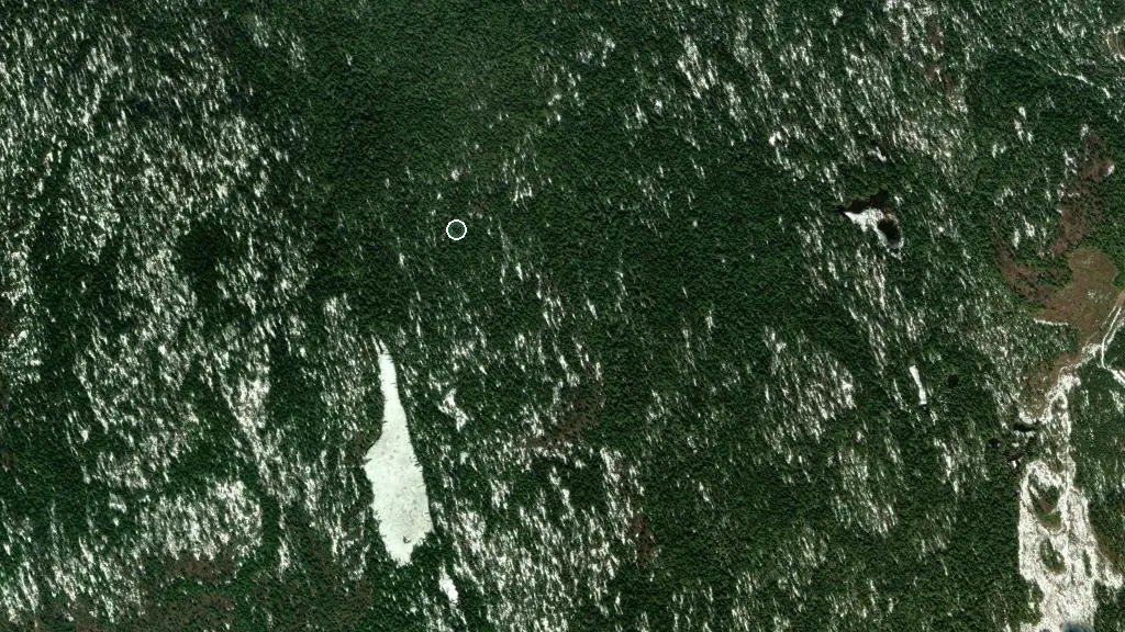 Aerial view of Champion Lakes Provincial Park and surroundings