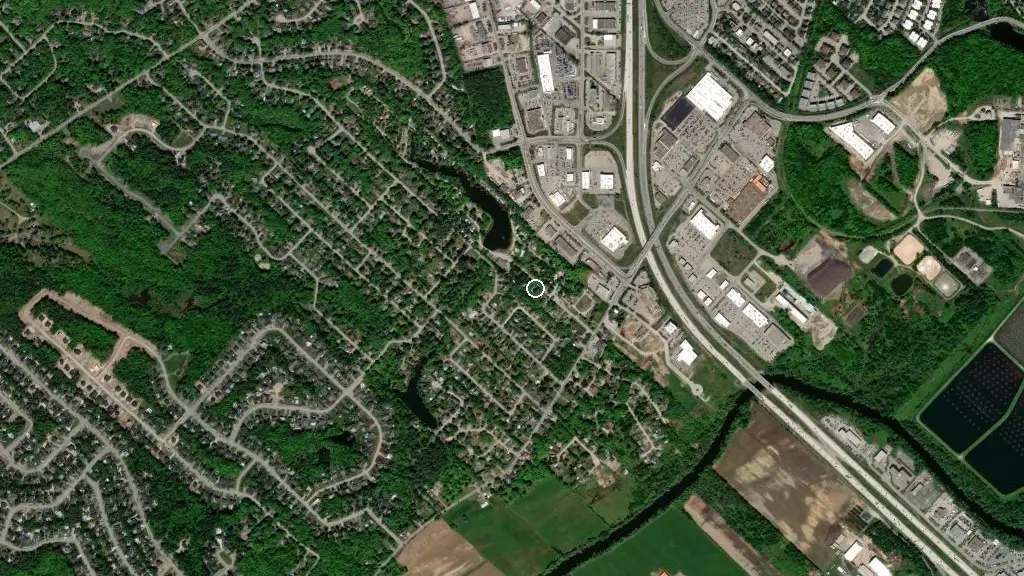 Aerial view of Camping Lac Lafontaine and surroundings