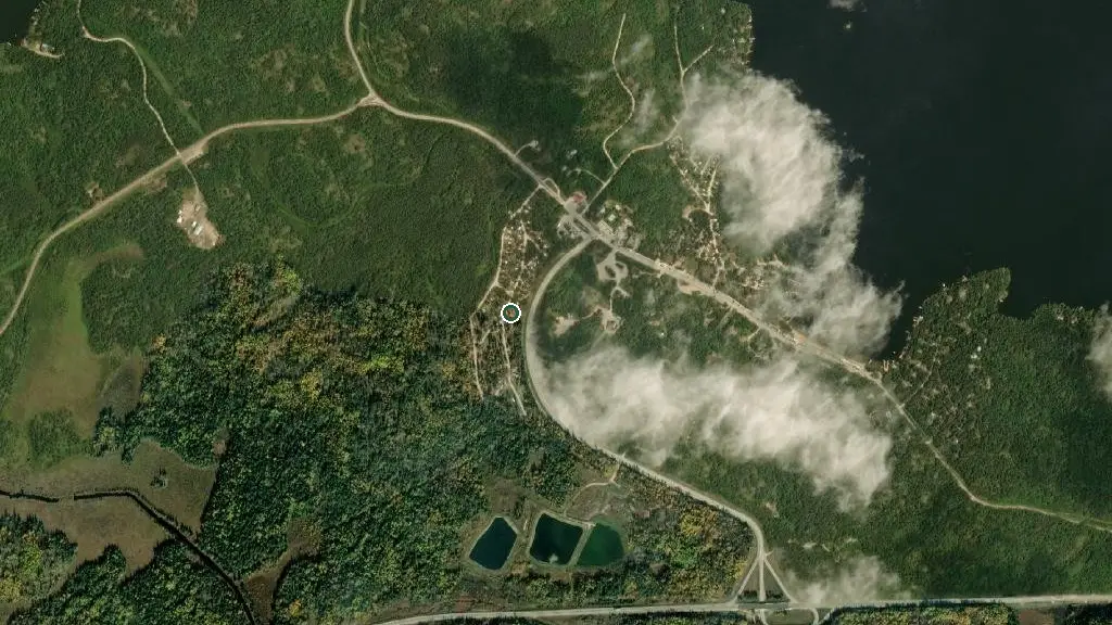 Aerial view of West Hawk Seasonal Campground and surroundings