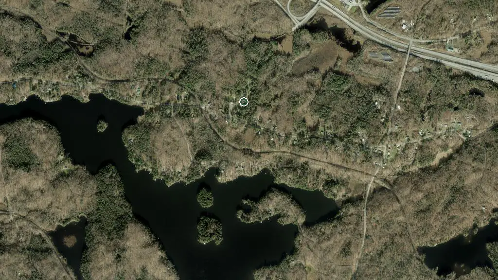 Aerial view of Parry Sound KOA Holiday and surroundings