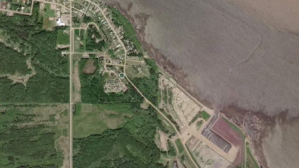 Aerial view of White Sands Campground – Joussard, AB and surroundings