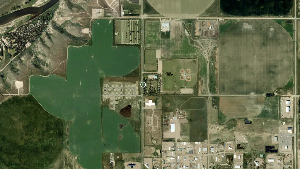 Aerial view of Taber Legion Campground and surroundings