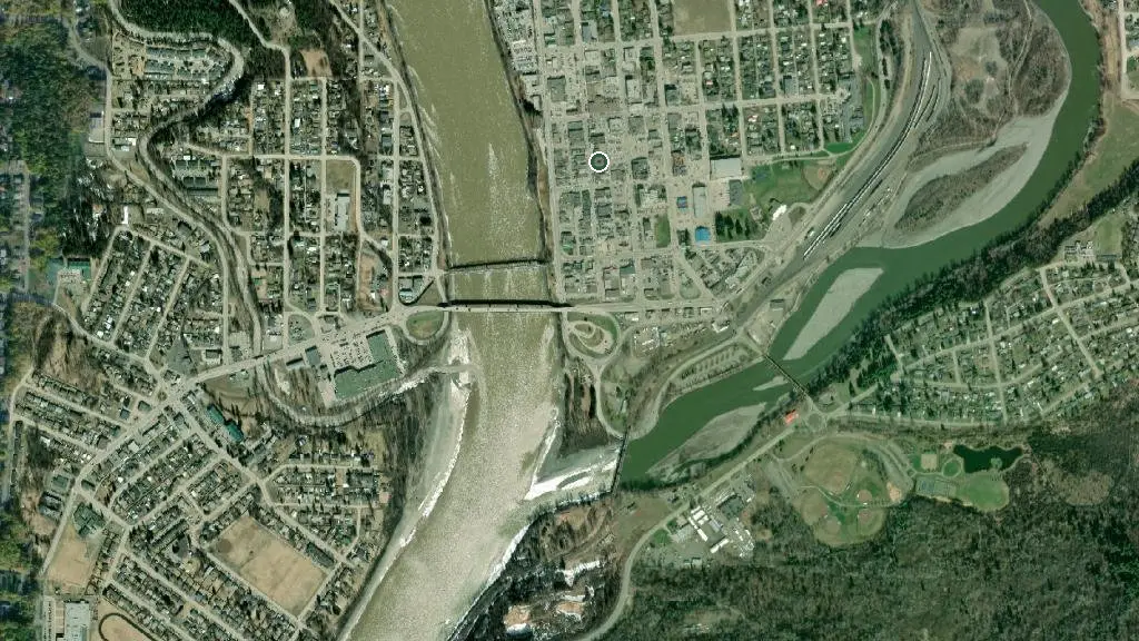 Aerial view of Bowron Lake Lodge & Resorts and surroundings