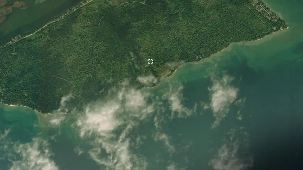 Aerial view of Presqu'ile Provincial Park - Group Campsites (500- series) and surroundings