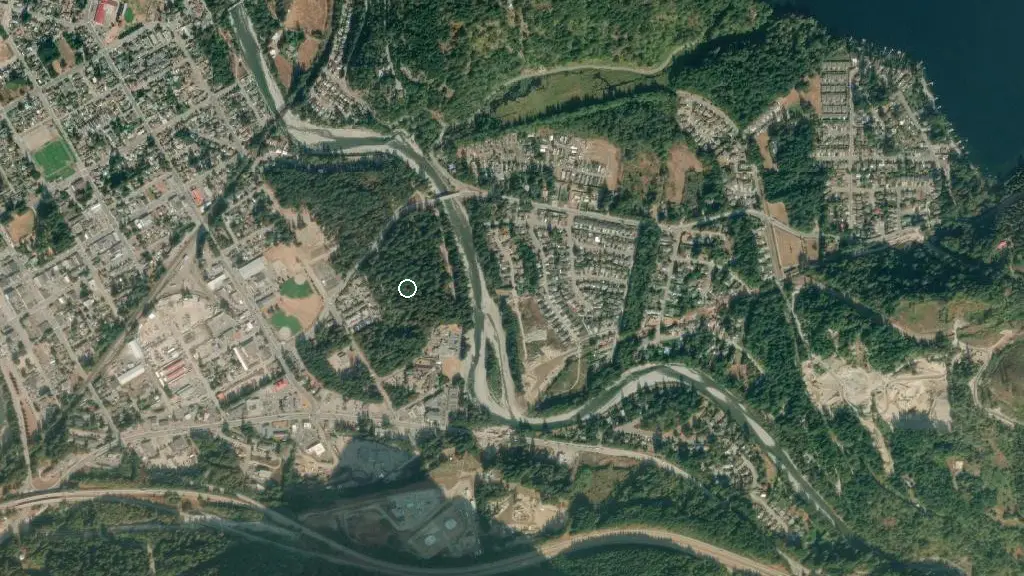 Aerial view of Coquihalla Campground and surroundings