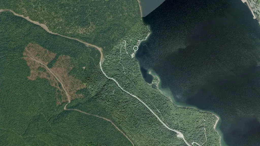 Aerial view of Bush Creek Campground and surroundings