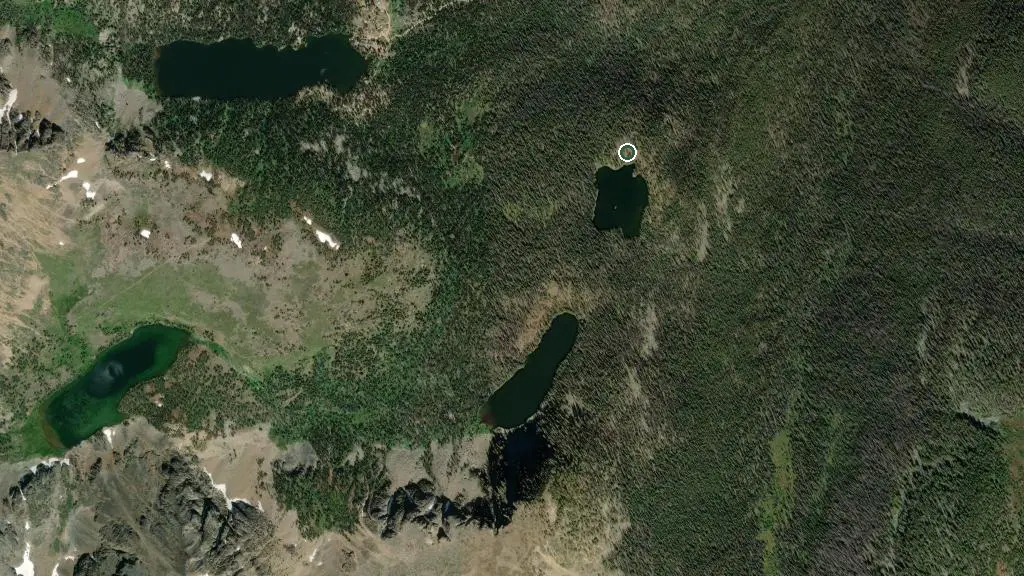 Aerial view of Lake of the Woods Campground and surroundings