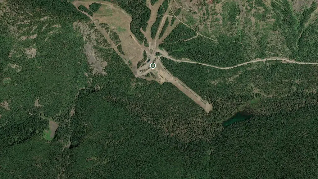 Aerial view of Gibsons Pass Ski Area RV Area and surroundings