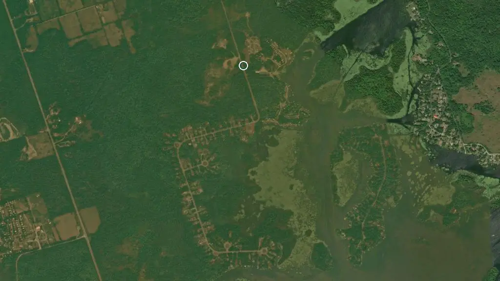 Aerial view of Woodland Camp Site and surroundings
