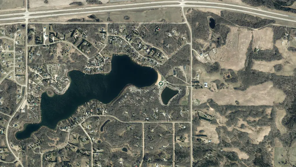 Aerial view of Allan Beach Resort and surroundings