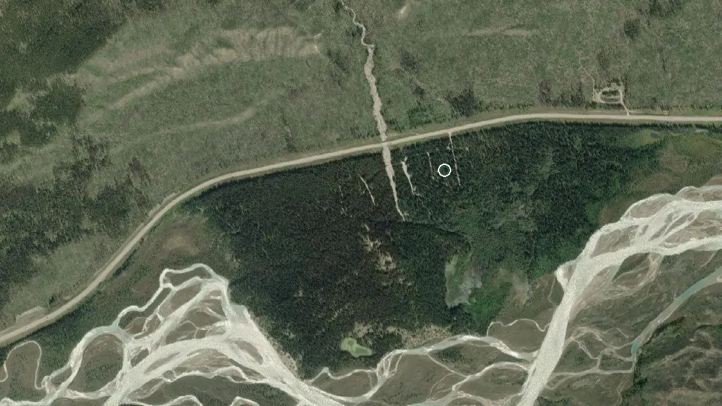 Aerial view of Thompson Creek Provincial Recreation Area and surroundings
