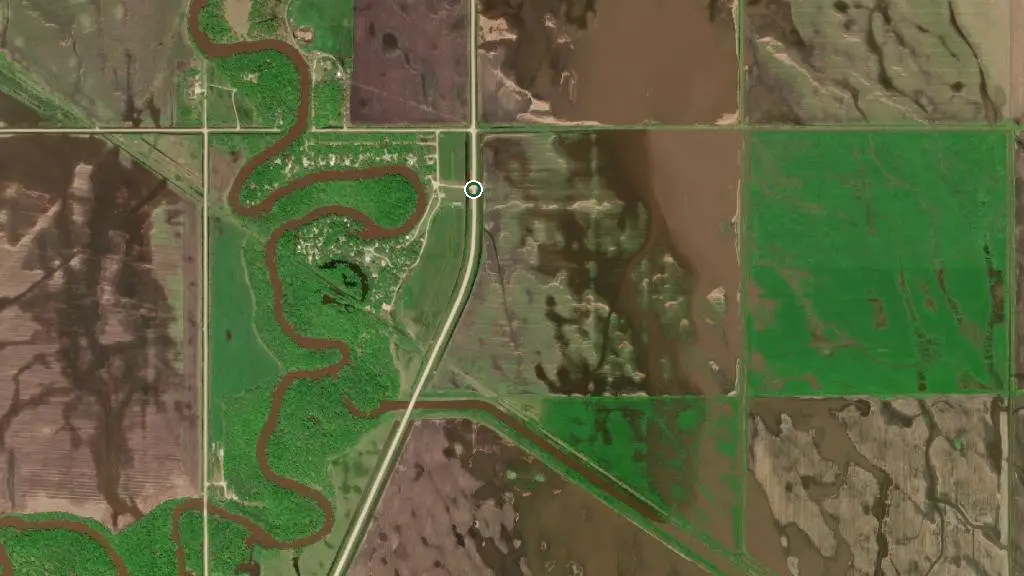 Aerial view of Ofty's Riverside Campground and surroundings