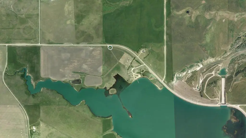Aerial view of Dam Campground and surroundings