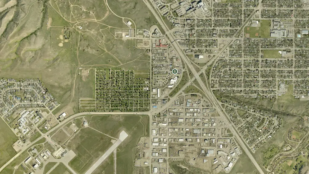 Aerial view of Wild Rose Trailer Park  Campground and surroundings