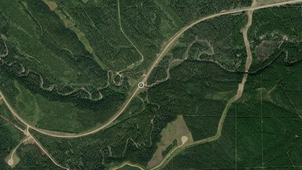 Aerial view of Elk River Provincial Recreation Area and surroundings