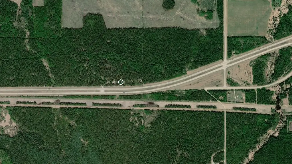 Aerial view of Nojack Provincial Recreation Area and surroundings