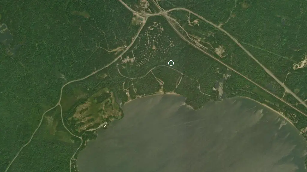 Aerial view of Windy Lake Provincial Park and surroundings