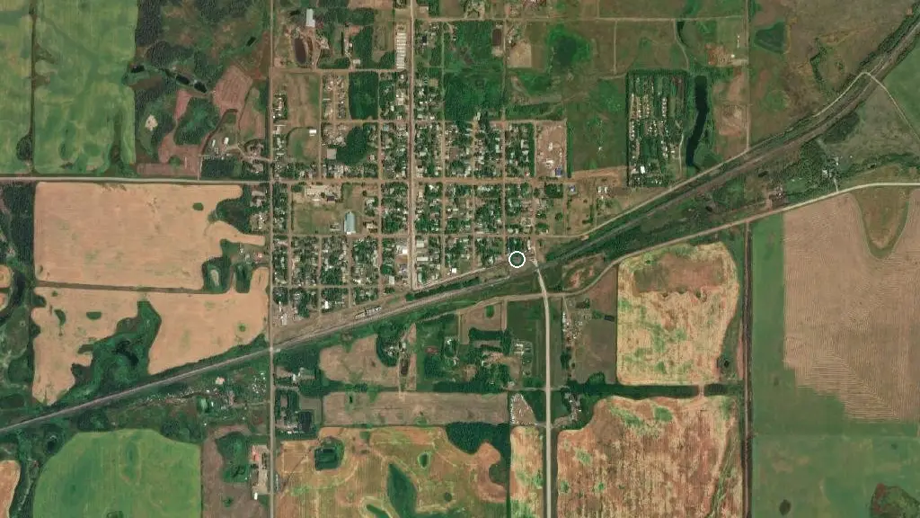 Aerial view of Creekside Gardens Campground and surroundings